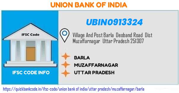 Union Bank of India Barla UBIN0913324 IFSC Code