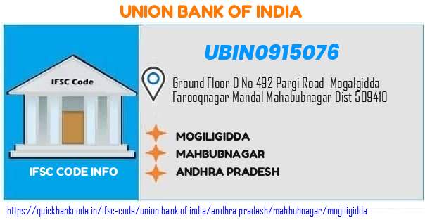 Union Bank of India Mogiligidda UBIN0915076 IFSC Code