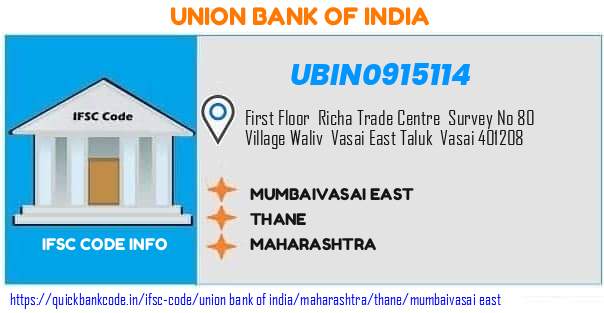 Union Bank of India Mumbaivasai East UBIN0915114 IFSC Code