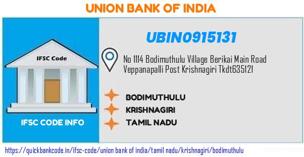 Union Bank of India Bodimuthulu UBIN0915131 IFSC Code