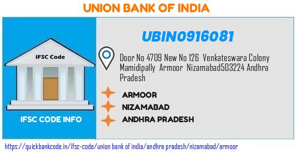 Union Bank of India Armoor UBIN0916081 IFSC Code