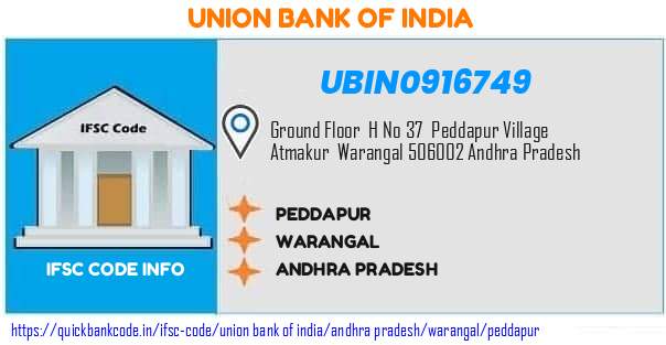 Union Bank of India Peddapur UBIN0916749 IFSC Code