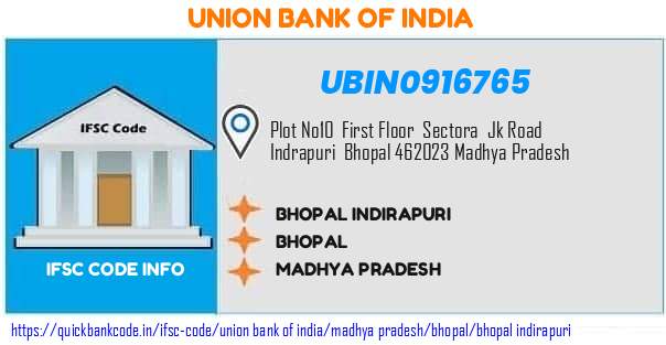 Union Bank of India Bhopal Indirapuri UBIN0916765 IFSC Code