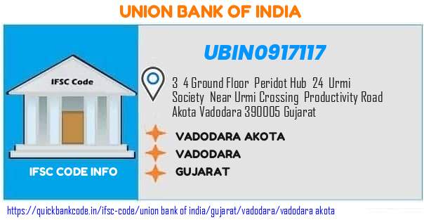 Union Bank of India Vadodara Akota UBIN0917117 IFSC Code