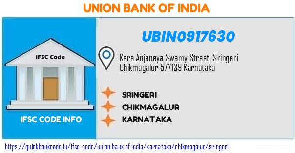 Union Bank of India Sringeri UBIN0917630 IFSC Code