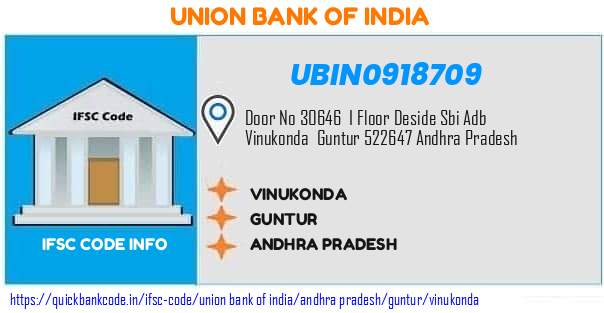 Union Bank of India Vinukonda UBIN0918709 IFSC Code