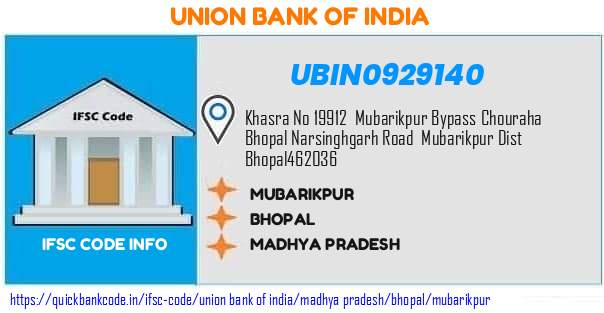 Union Bank of India Mubarikpur UBIN0929140 IFSC Code