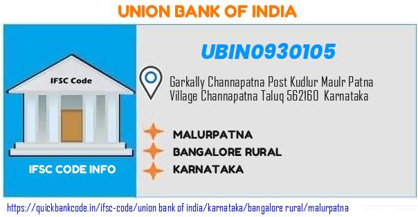Union Bank of India Malurpatna UBIN0930105 IFSC Code