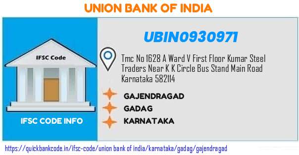 Union Bank of India Gajendragad UBIN0930971 IFSC Code