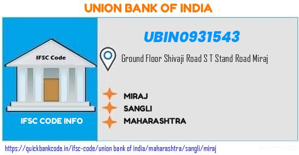 Union Bank of India Miraj UBIN0931543 IFSC Code