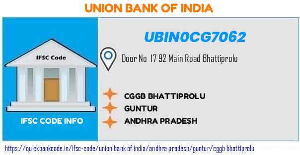 Union Bank of India Cggb Bhattiprolu UBIN0CG7062 IFSC Code