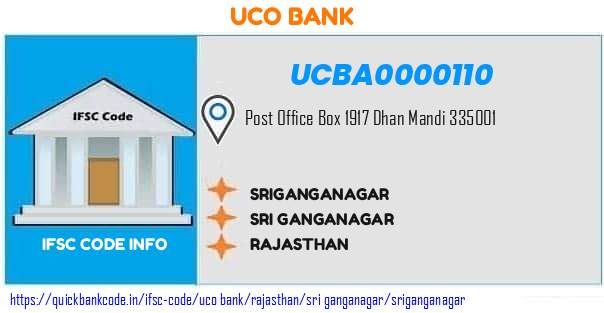 Uco Bank Sriganganagar UCBA0000110 IFSC Code