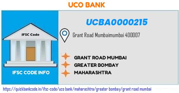Uco Bank Grant Road Mumbai UCBA0000215 IFSC Code