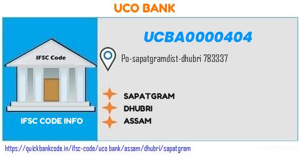 Uco Bank Sapatgram UCBA0000404 IFSC Code