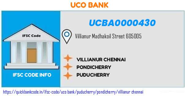 Uco Bank Villianur Chennai UCBA0000430 IFSC Code