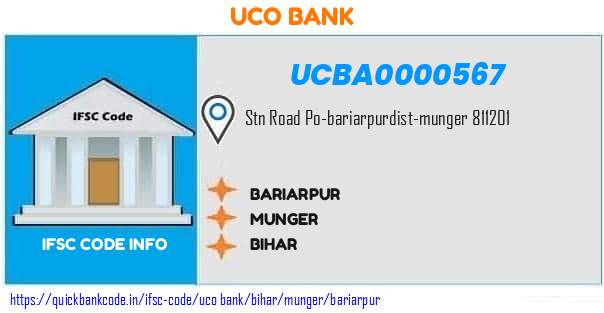 Uco Bank Bariarpur UCBA0000567 IFSC Code