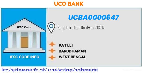 Uco Bank Patuli UCBA0000647 IFSC Code