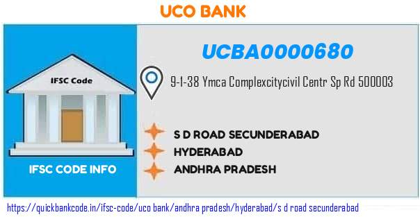 Uco Bank S D Road Secunderabad UCBA0000680 IFSC Code