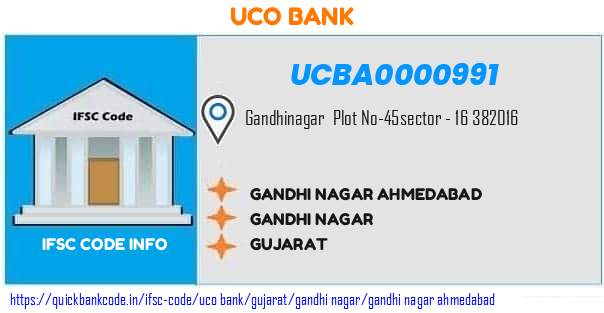 Uco Bank Gandhi Nagar Ahmedabad UCBA0000991 IFSC Code