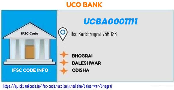 Uco Bank Bhograi UCBA0001111 IFSC Code