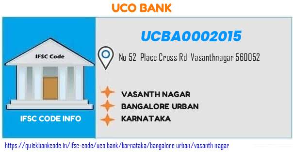 Uco Bank Vasanth Nagar UCBA0002015 IFSC Code