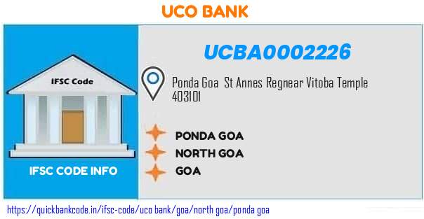 Uco Bank Ponda Goa UCBA0002226 IFSC Code