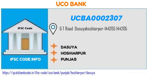 Uco Bank Dasuya UCBA0002307 IFSC Code