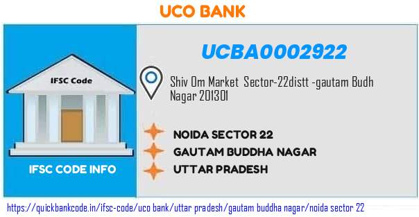 Uco Bank Noida Sector 22 UCBA0002922 IFSC Code