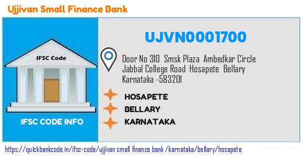 Ujjivan Small Finance Bank Hosapete UJVN0001700 IFSC Code