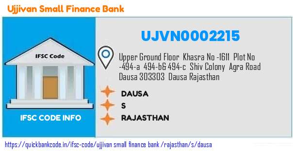 Ujjivan Small Finance Bank Dausa UJVN0002215 IFSC Code