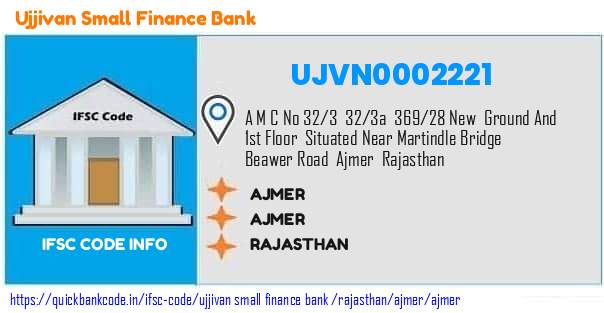 Ujjivan Small Finance Bank Ajmer UJVN0002221 IFSC Code