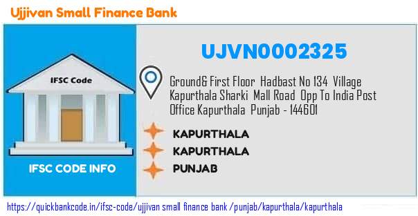 Ujjivan Small Finance Bank Kapurthala UJVN0002325 IFSC Code