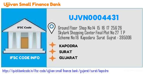 Ujjivan Small Finance Bank Kapodra UJVN0004431 IFSC Code