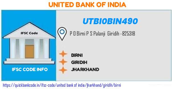 United Bank of India Birni UTBI0BIN490 IFSC Code