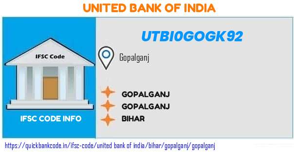 United Bank of India Gopalganj UTBI0GOGK92 IFSC Code