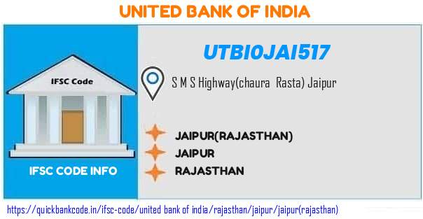 United Bank of India Jaipurrajasthan UTBI0JAI517 IFSC Code