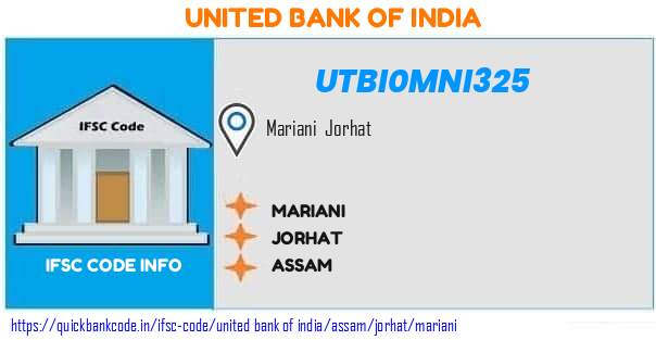 United Bank of India Mariani UTBI0MNI325 IFSC Code
