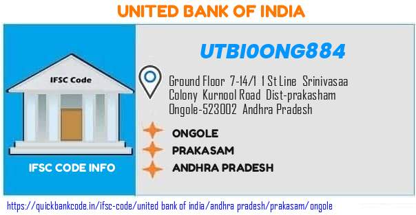United Bank of India Ongole UTBI0ONG884 IFSC Code