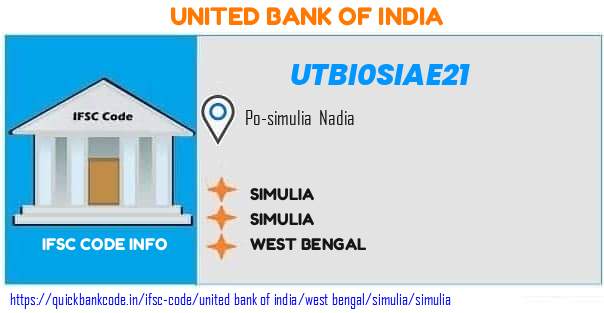 United Bank of India Simulia UTBI0SIAE21 IFSC Code