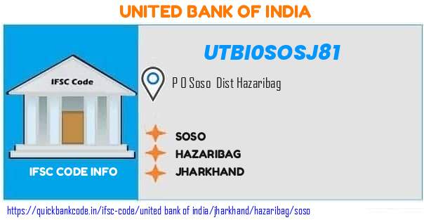 United Bank of India Soso UTBI0SOSJ81 IFSC Code