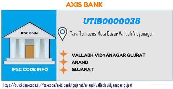Axis Bank Vallabh Vidyanagar Gujrat UTIB0000038 IFSC Code