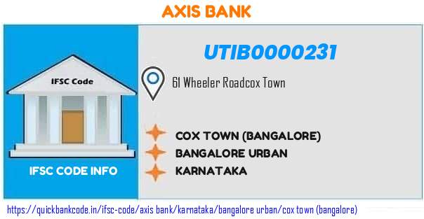 Axis Bank Cox Town bangalore UTIB0000231 IFSC Code
