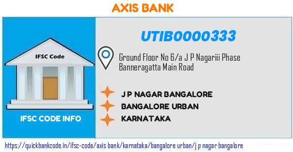 Axis Bank J P Nagar Bangalore  UTIB0000333 IFSC Code