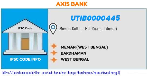 Axis Bank Memariwest Bengal UTIB0000445 IFSC Code