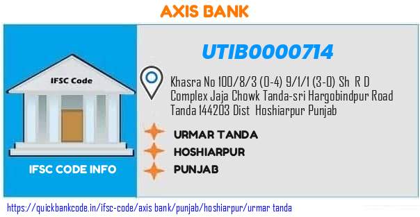 Axis Bank Urmar Tanda UTIB0000714 IFSC Code