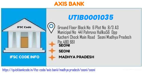 UTIB0001035 Axis Bank. SEONI