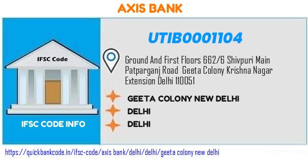 Axis Bank Geeta Colony New Delhi UTIB0001104 IFSC Code