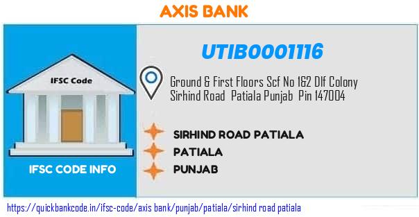 UTIB0001116 Axis Bank. SIRHIND ROAD , PATIALA