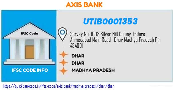 Axis Bank Dhar UTIB0001353 IFSC Code
