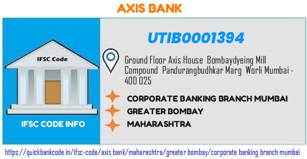 Axis Bank Corporate Banking Branch Mumbai UTIB0001394 IFSC Code